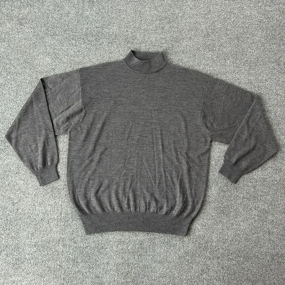 Pendleton Sweater Men Large Gray Merino Wool Mock Neck‎ Knit Hong Kong Vintage